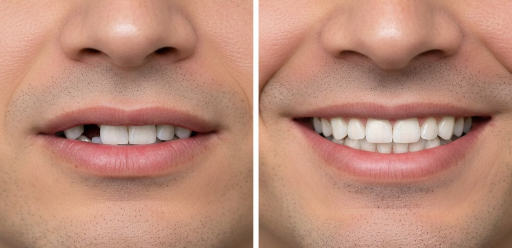 Dental bridge restoring missing teeth