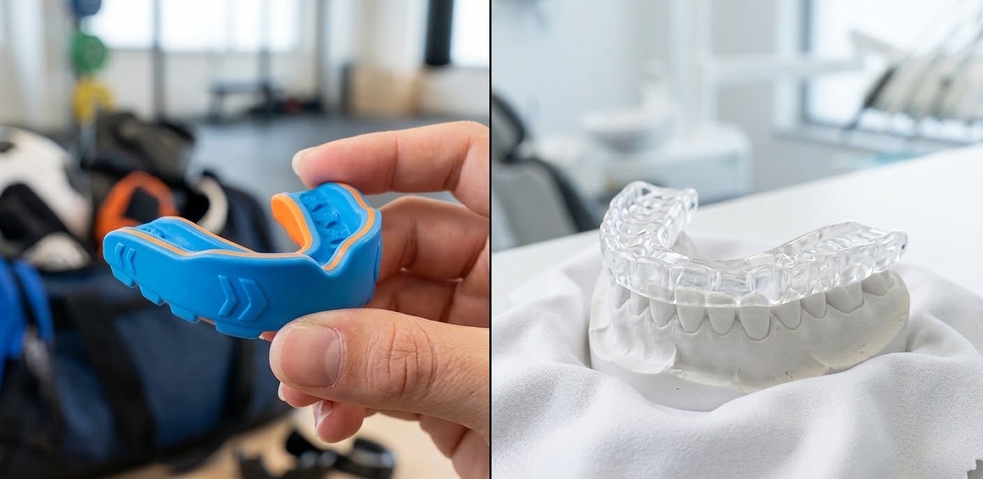 Custom-fitted mouth guard for sports or night-time protection